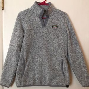 LL Bean Gray Pullover Fleece Size Small